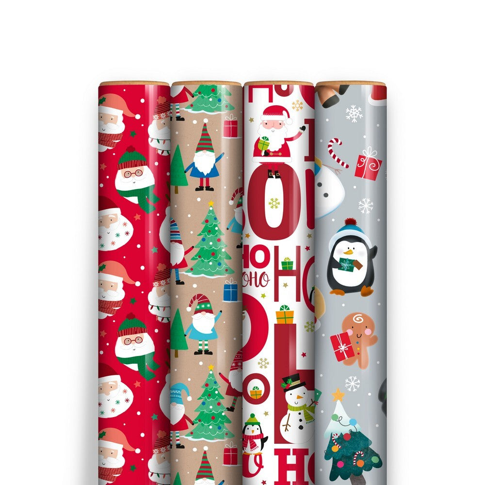 Eurowrap 4M Cute Christmas Gift Wrapping Paper Roll – Festive Seasonal Wrap for Holiday Presents, Christmas Parties, Seasonal Celebrations, and Holiday Gift Giving