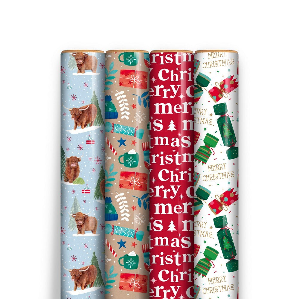Eurowrap 4M Contemporary Christmas Gift Wrapping Paper Roll – Festive Holiday Wrap for Seasonal Presents, Christmas Parties, Holiday Celebrations, and Seasonal Gift Giving