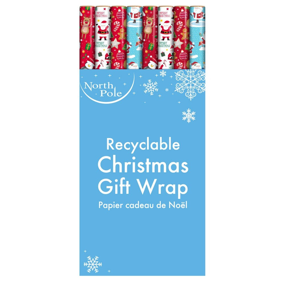 Eurowrap 7M Cute Christmas Gift Wrapping Paper Roll – Festive Holiday Wrap for Seasonal Presents, Kids’ Gifts, Christmas Parties, and Holiday Celebrations