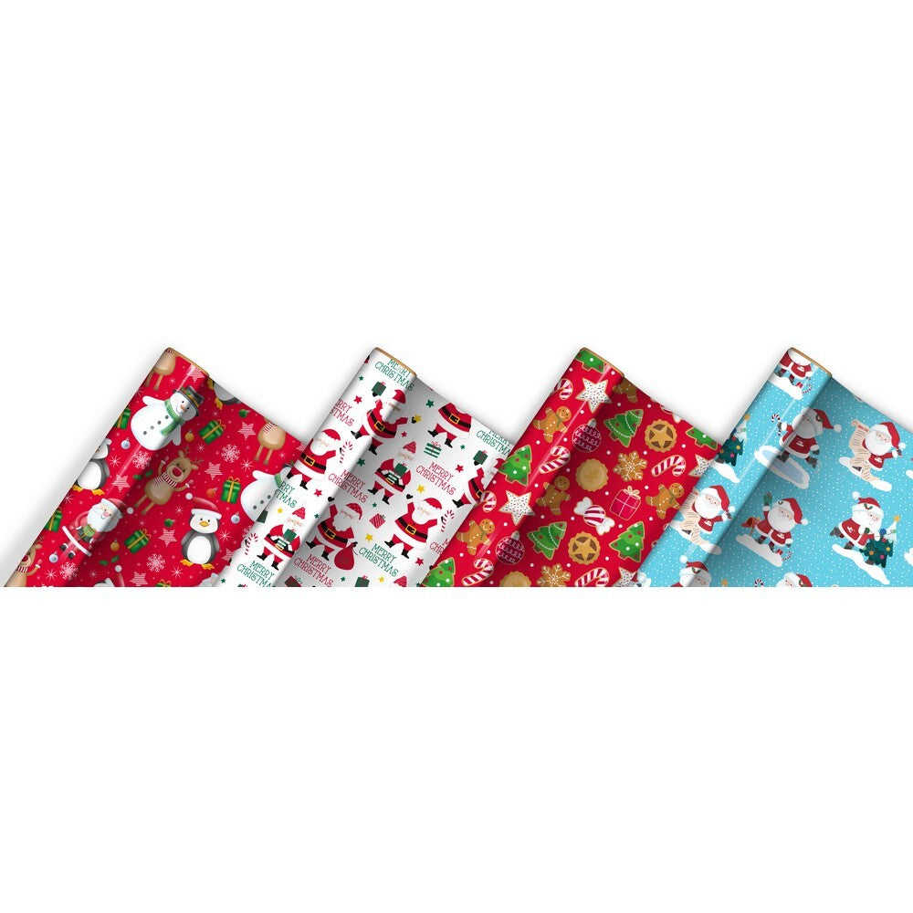 Eurowrap 7M Cute Christmas Gift Wrapping Paper Roll – Festive Holiday Wrap for Seasonal Presents, Kids’ Gifts, Christmas Parties, and Holiday Celebrations
