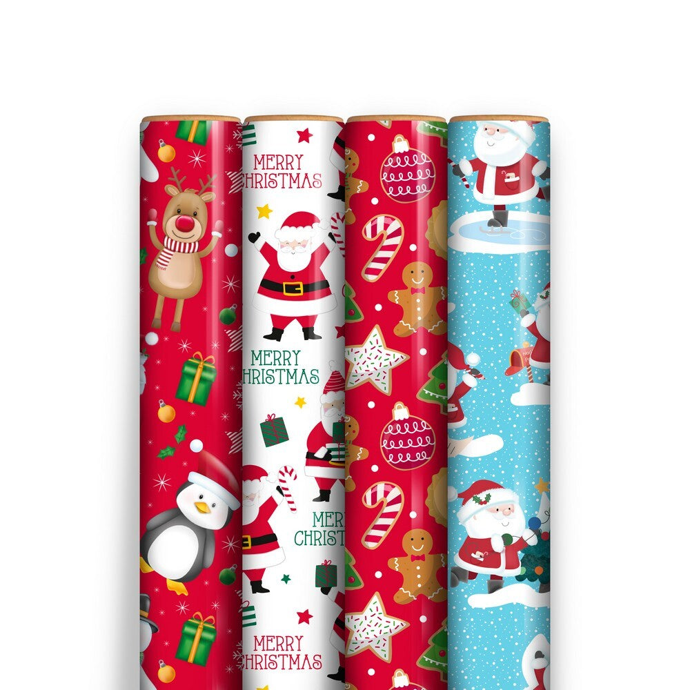 Eurowrap 7M Cute Christmas Gift Wrapping Paper Roll – Festive Holiday Wrap for Seasonal Presents, Kids’ Gifts, Christmas Parties, and Holiday Celebrations