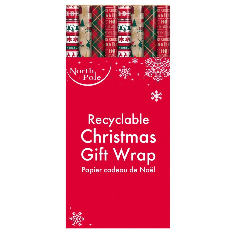 Eurowrap 7M Simple Kraft Christmas Gift Wrapping Paper Roll – Eco-Friendly Festive Holiday Wrap for Seasonal Presents, Christmas Parties, Holiday Celebrations, and Sustainable Gift Giving