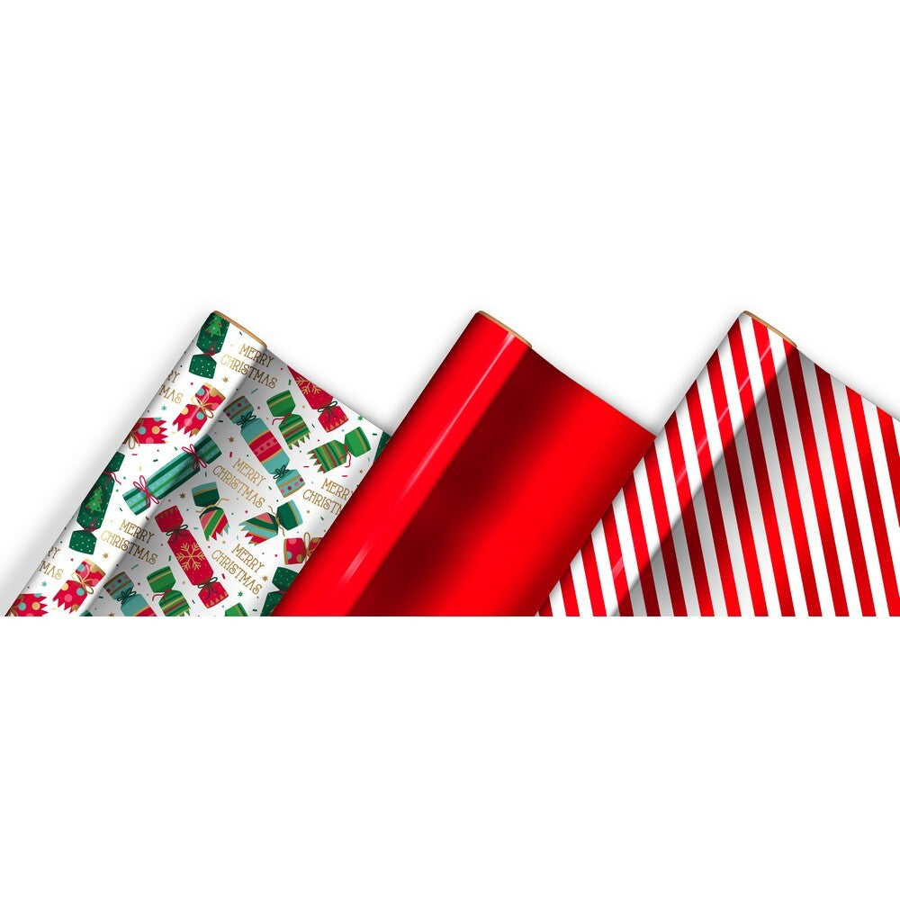 Eurowrap Candy Cane Metallic Wrap Compendium – Festive Christmas Gift Wrapping Paper Set for Holiday Presents & Seasonal Celebrations