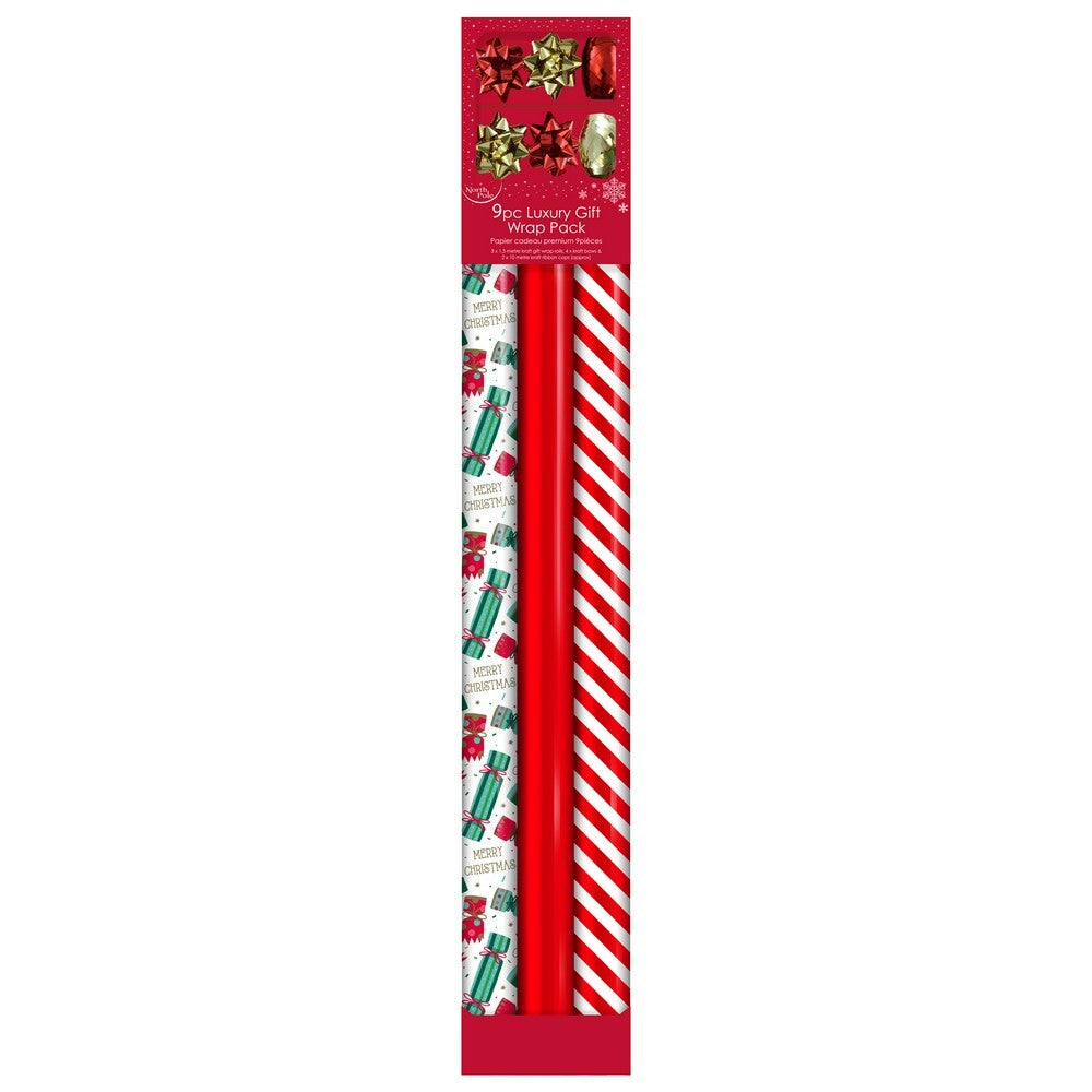 Eurowrap Candy Cane Metallic Wrap Compendium – Festive Christmas Gift Wrapping Paper Set for Holiday Presents & Seasonal Celebrations