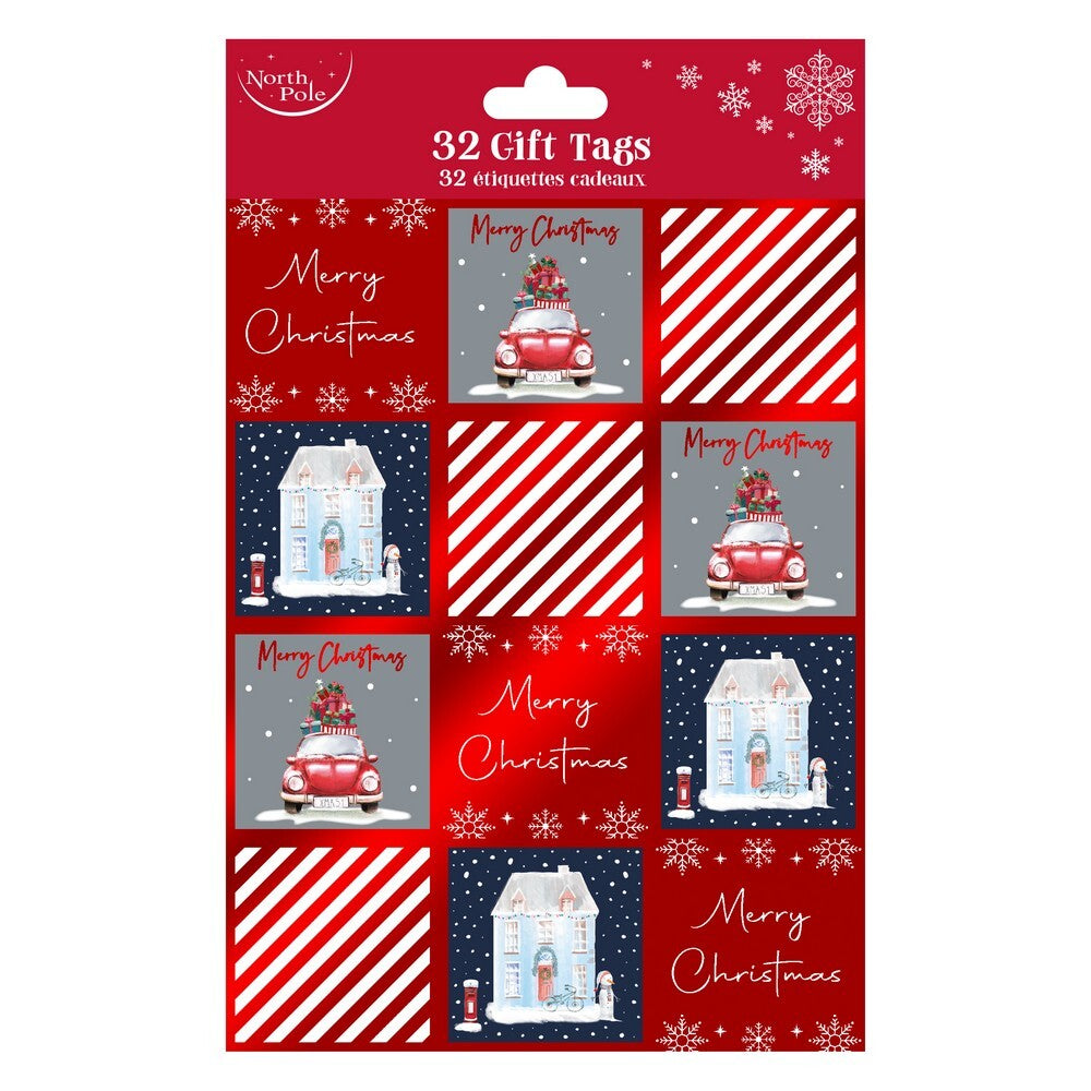 Eurowrap 32-Piece Contemporary Christmas Gift Tags – Stylish Holiday Tags for Presents, Christmas Party Favors, Seasonal Gifting, Holiday Celebration, and Gift Personalization