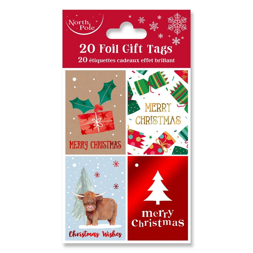 Eurowrap 20-Piece Contemporary Christmas Gift Tags – Stylish Holiday Tags for Presents, Christmas Party Favors, Seasonal Gifting, Holiday Celebration, and Gift Personalization