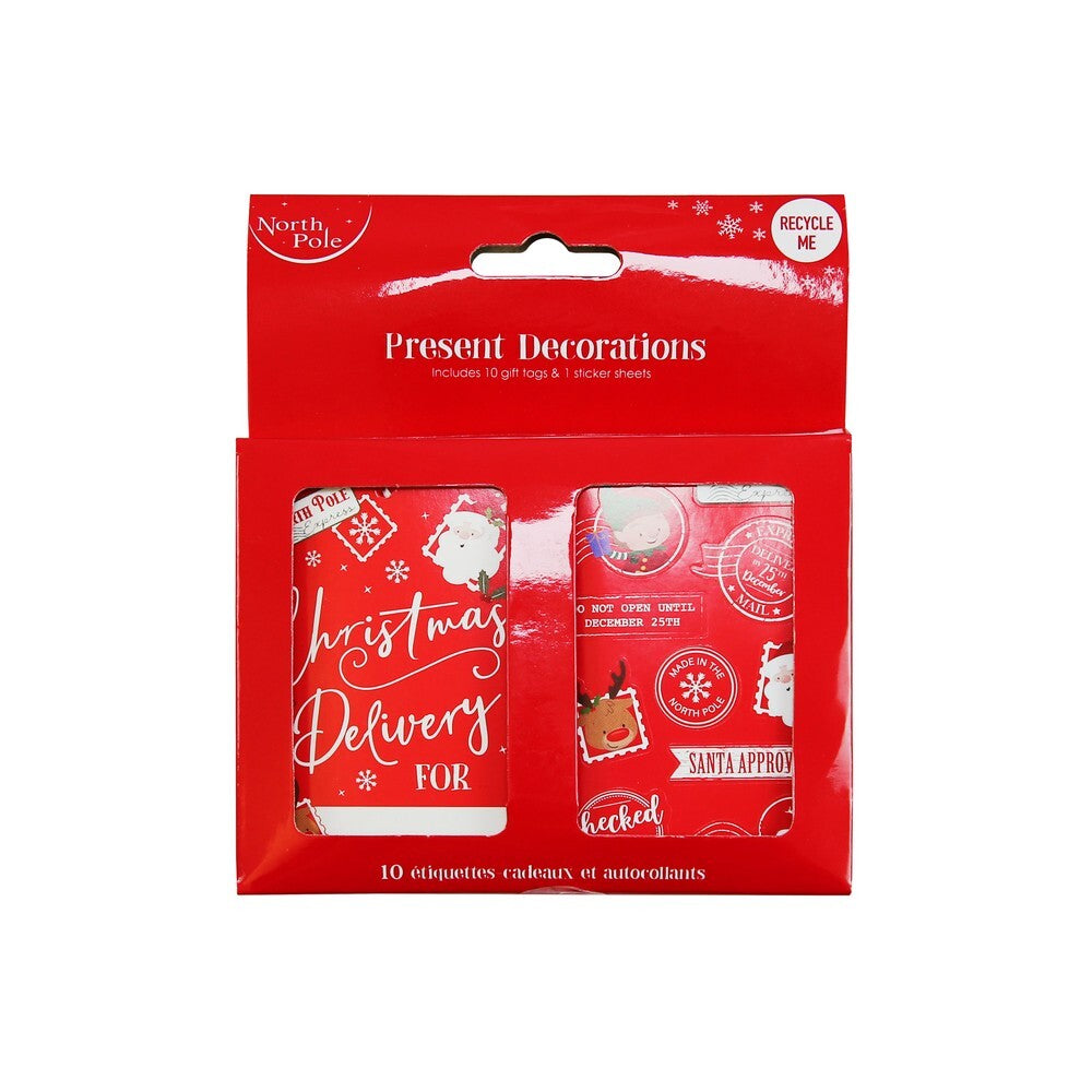 Eurowrap 10-Piece Kids Christmas Gift Tags & Sticker Sheet – Festive Holiday Tags for Presents, Christmas Party Favors, Seasonal Gifting, Holiday Celebration, and Gift Personalization