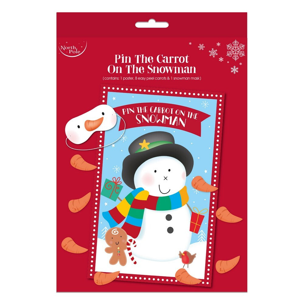 Eurowrap Stick the Carrot on the Snowman – Christmas Holiday Activity Game for Kids, Festive Fun, Seasonal Gifting, Christmas Party Entertainment, and Holiday Celebration