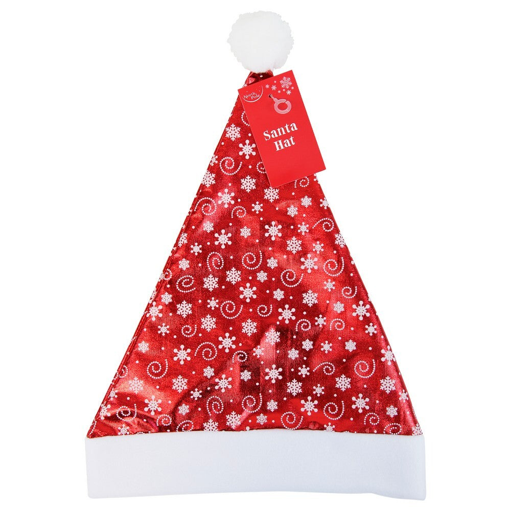 Eurowrap Christmas Metallic Santa Hat – Festive Holiday Headwear for Parties, Christmas Costumes, Seasonal Celebrations, Holiday Fun, and Festive Dress-Up