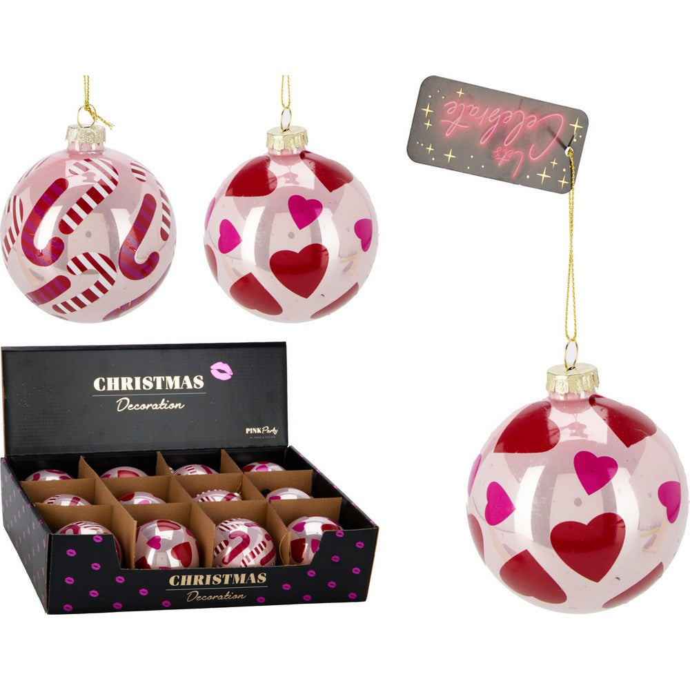Koopman Glass Christmas Ball, Xmas Ornament, Holiday Seasonal Decoration for Christmas Tree, Home, Office, Party, Tabletop & Festive Holiday Display, – 80mm Assorted, 1 Piece