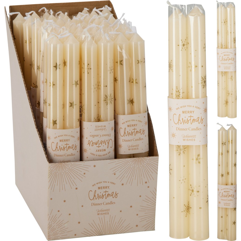 Koopman Dinner Candle Set of 2 – 25cm Assorted Taper Candles for Table Setting, Home, Christmas, Seasonal Holiday Decor, Wedding & Party Use