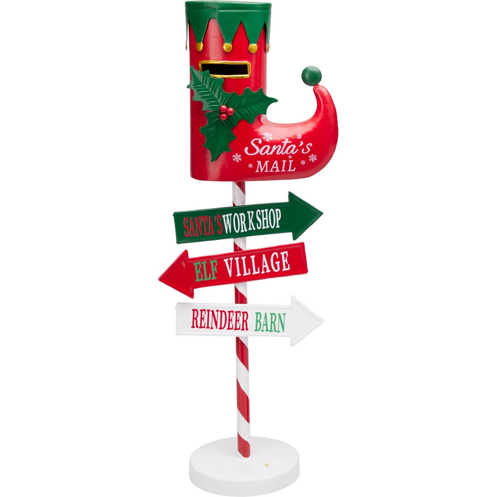 Koopman Christmas Mailbox with LED – 25x61cm Assorted Holiday Decoration, Seasonal Festive Ornament for Home, Garden, Tabletop & Xmas Display