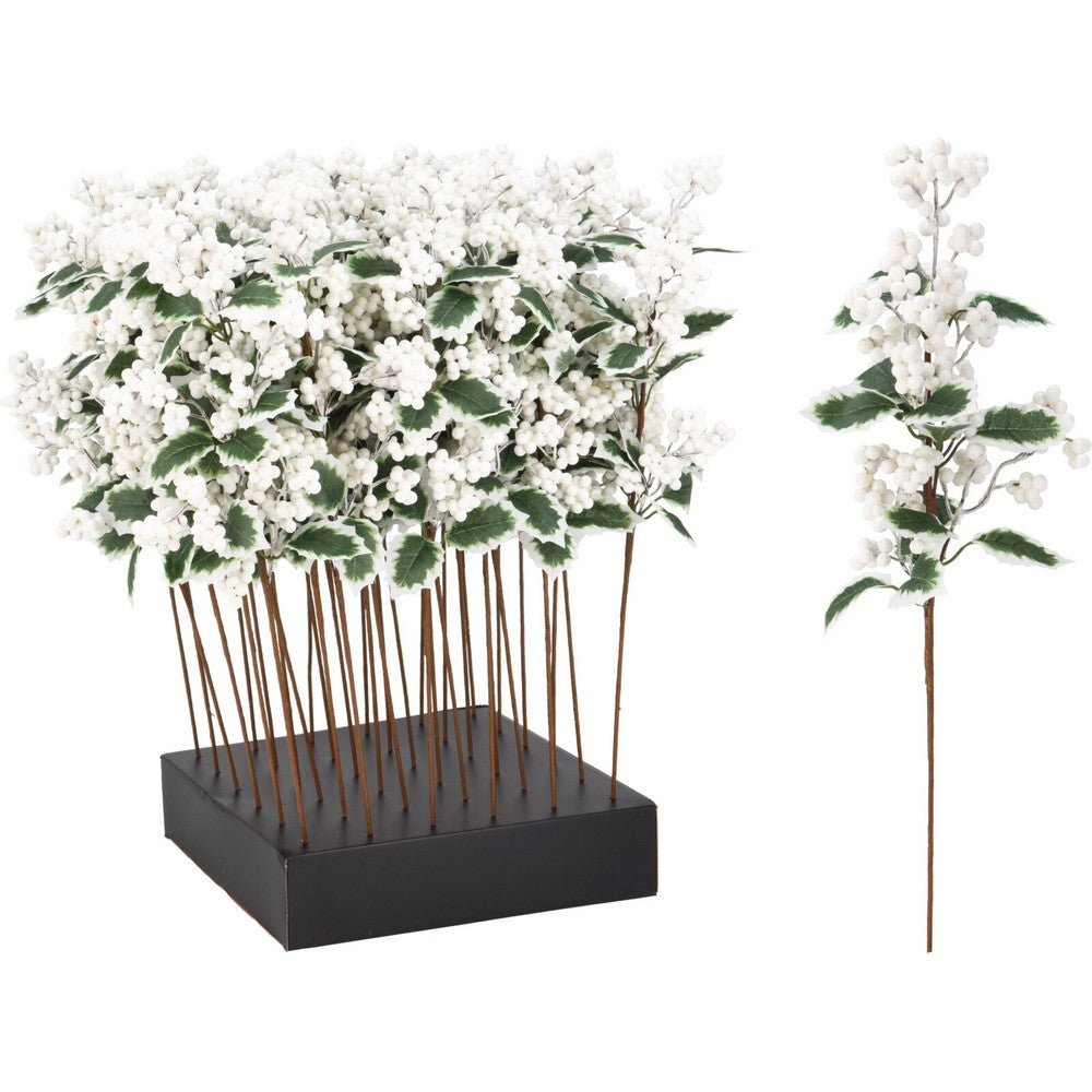 Koopman Berry Leaf 60 cm White – Christmas Holiday Garland, Festive Seasonal Decor, Xmas Tree Accessory, Winter Holiday Decoration, Indoor & Outdoor Décor