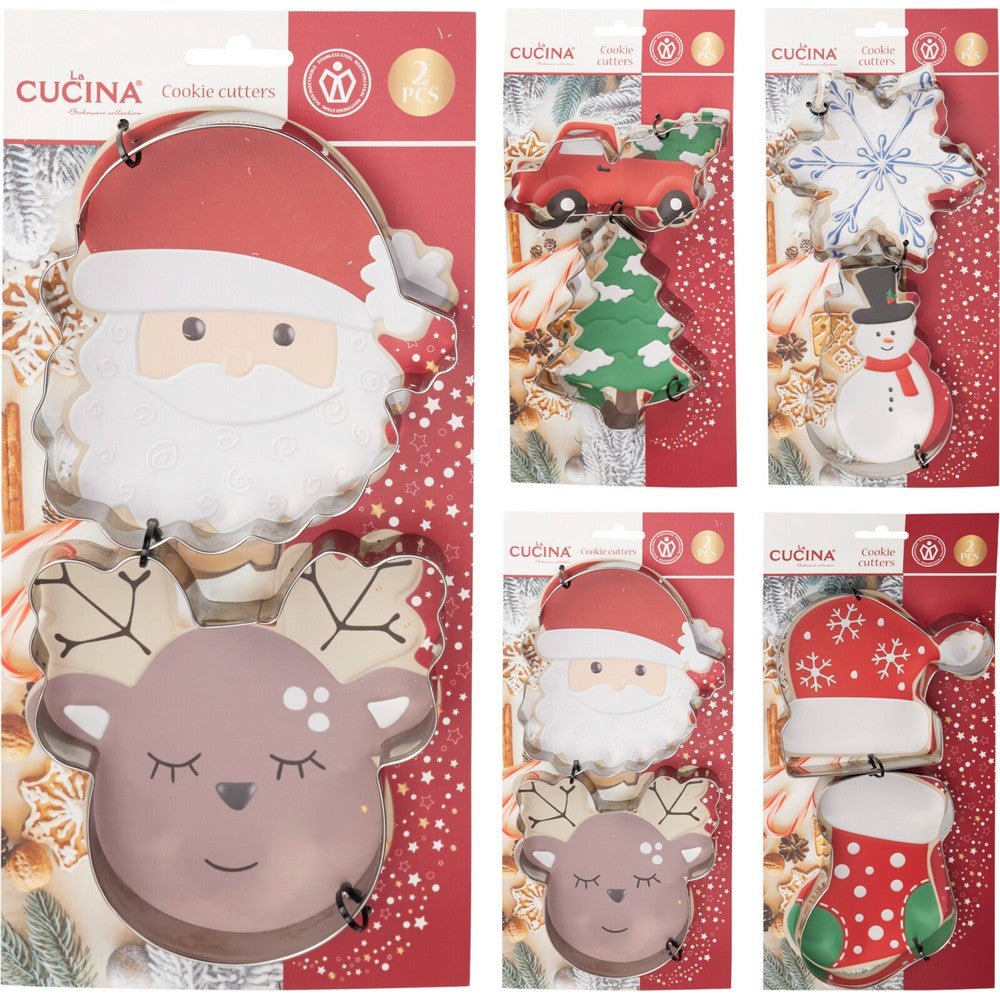 Koopman Cookie Cutter Set 2 pcs Assorted – Christmas Holiday Baking, Festive Seasonal Kitchen Tools, Xmas Cookie Molds, Holiday Baking Fun, Kids & Family Activity