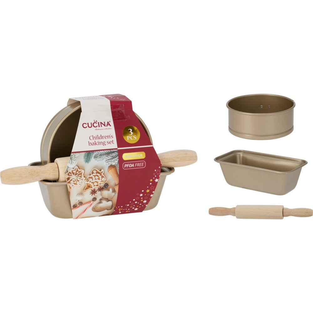 Koopman Children’s Baking Set 3 pcs – Christmas Holiday Kitchen Toy, Festive Seasonal Baking Activity, Xmas Kids Cooking Set, Holiday Fun & Family Gift