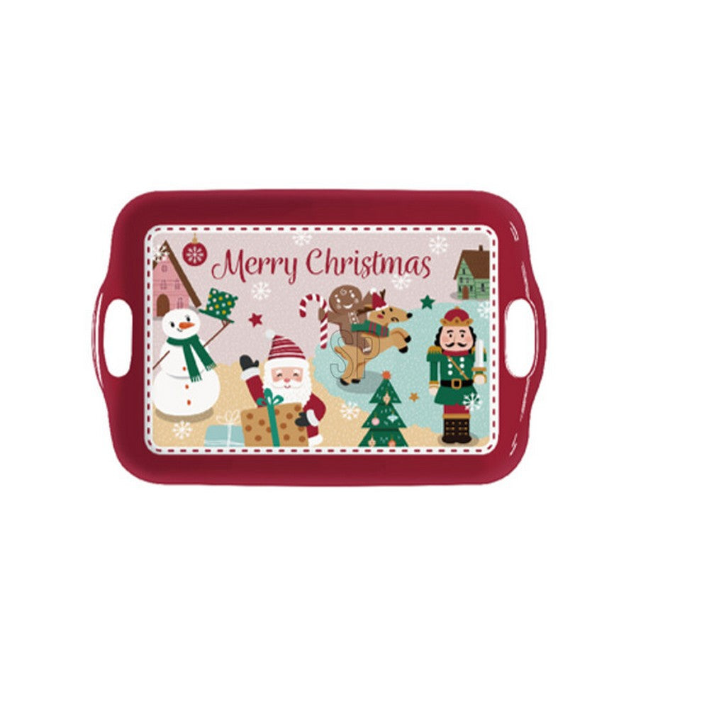 Koopman Melamine Serving Tray – Christmas Holiday Tableware, Festive Seasonal Platter, Xmas Party Serving Dish, Durable Kitchen & Dining Decor, Holiday Entertaining
