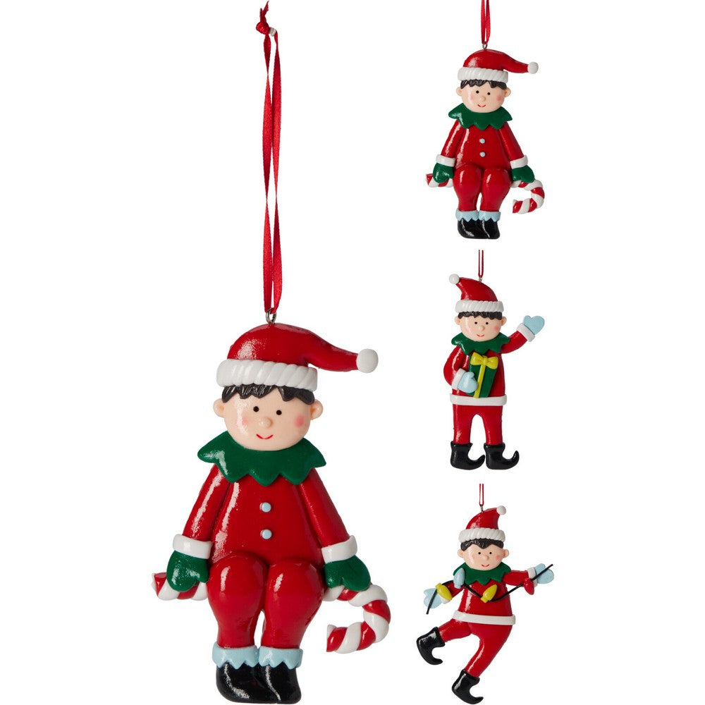 Koopman Christmas Elf Ornament – 13cm Assorted Xmas Figurine, Holiday Seasonal Decoration for Tree, Home & Festive Tabletop Display