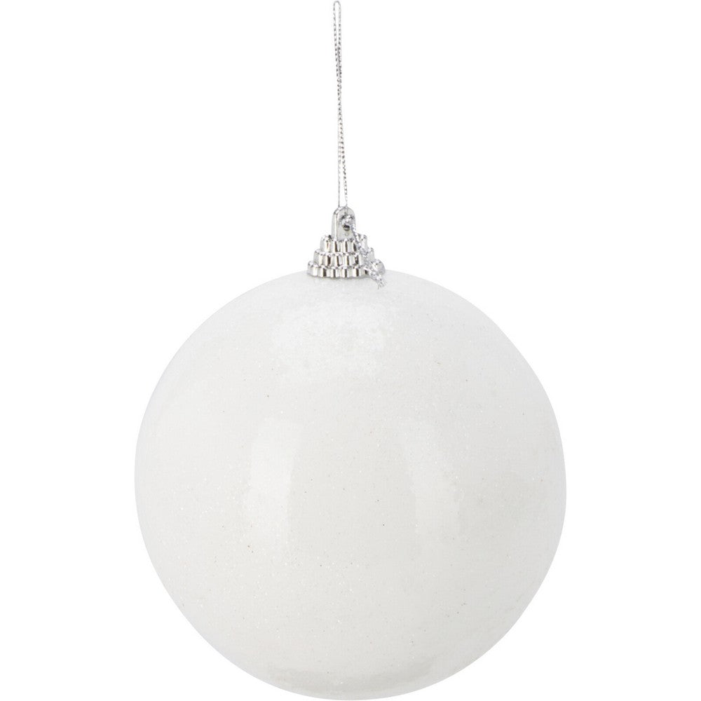 Koopman Christmas Ball – 100mm White Glitter Xmas Ornament, Holiday Seasonal Decoration for Tree, Home, Party & Festive Display