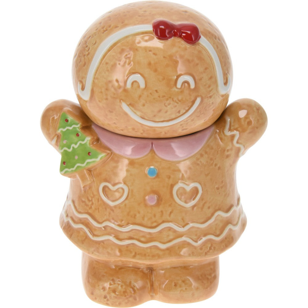 Koopman Gingerbread Storage Jar 19 cm – Christmas Holiday Kitchen Container, Festive Seasonal Cookie Jar, Xmas Storage, Holiday Decor, Assorted Colors