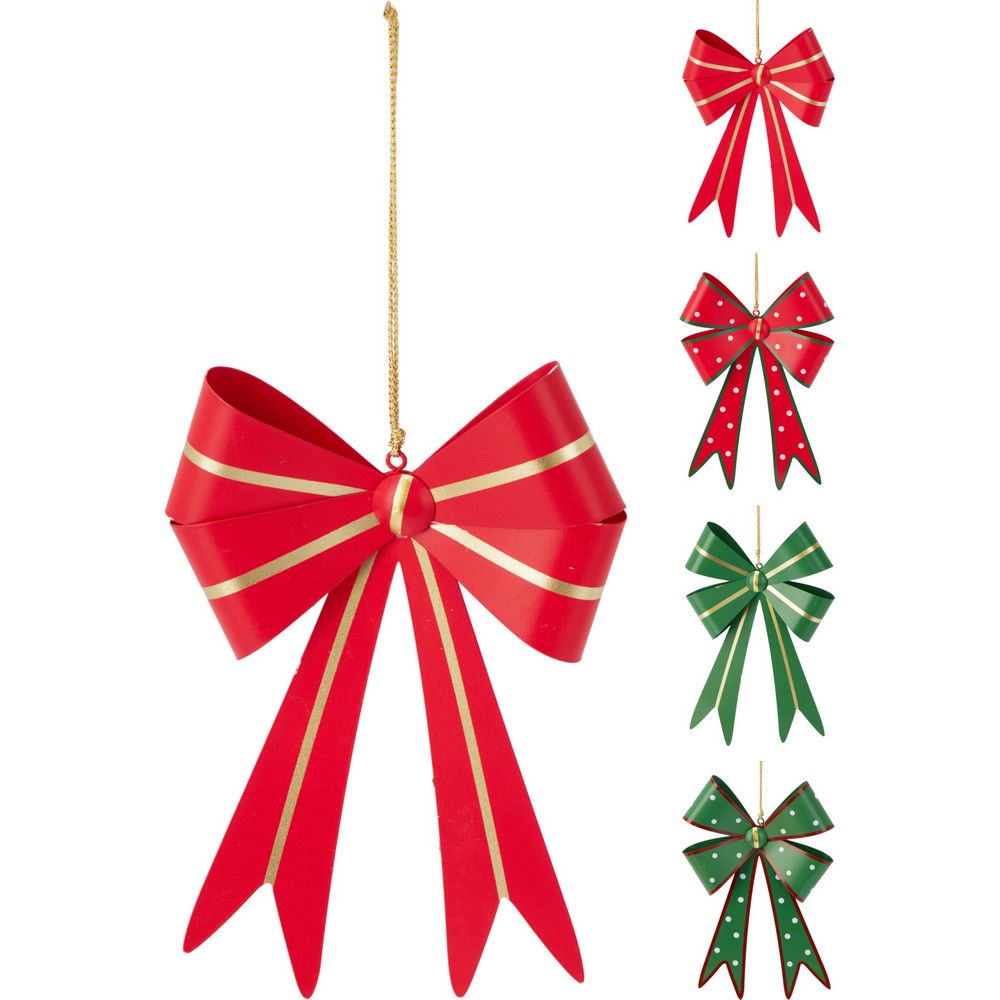 Koopman Hanging Bow Decoration – 15cm Assorted Christmas Ornament, Holiday Seasonal Decor for Tree, Home, Tabletop & Festive Display