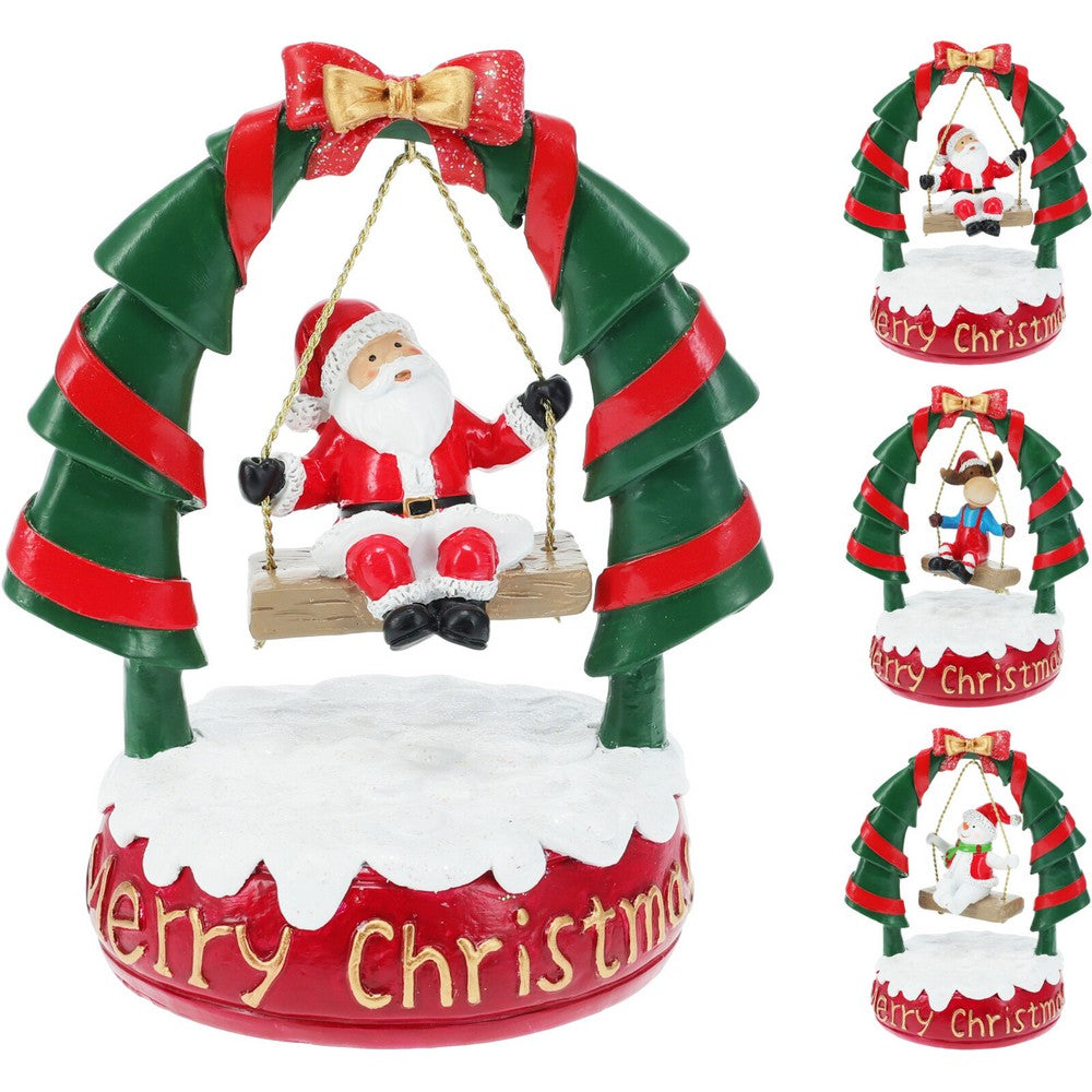Koopman Christmas Figure on Swing with Music – Assorted Festive Figurine, Seasonal Holiday Decoration, Musical Xmas Ornament for Home & Tabletop Décor