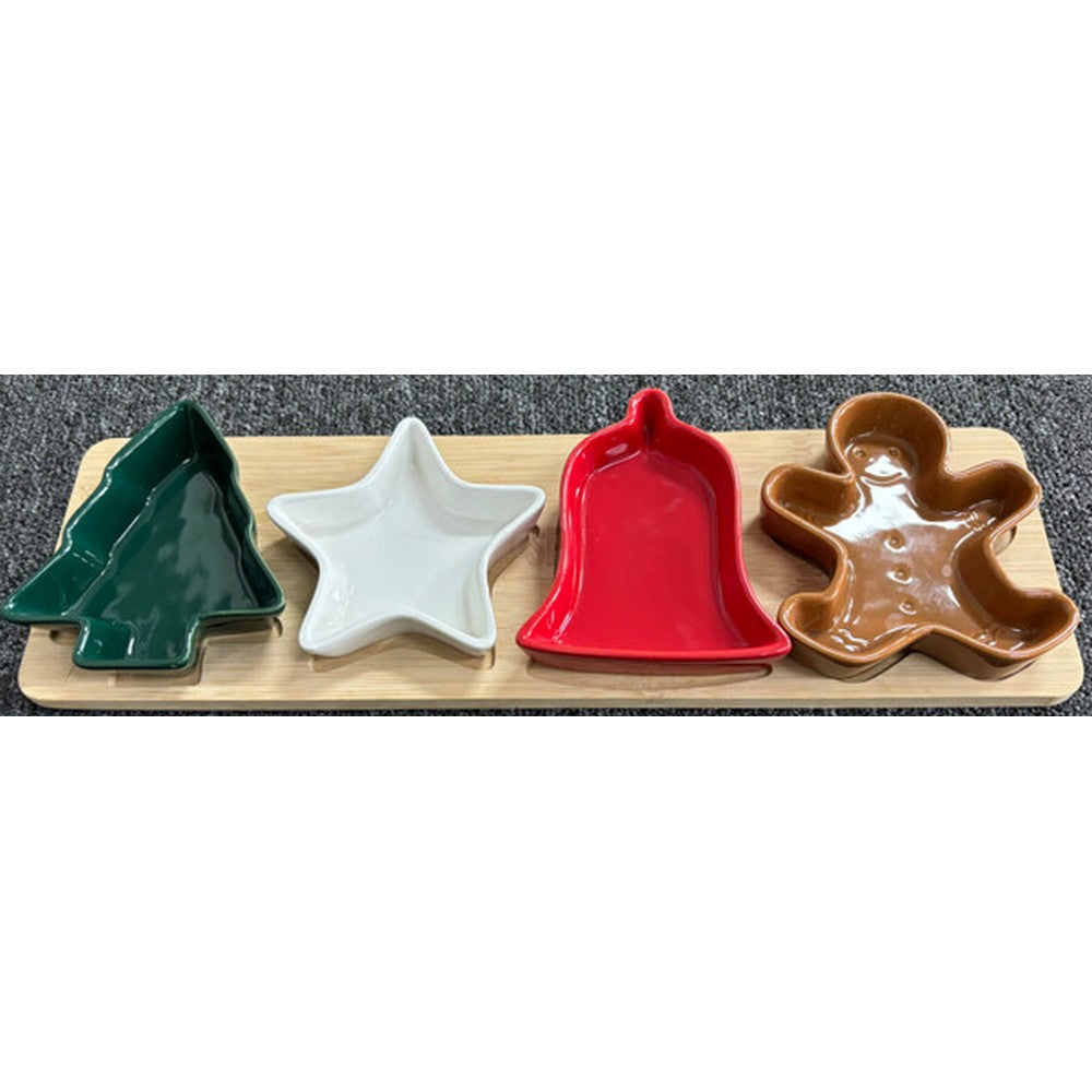 Koopman 5-Piece Serving Set – Christmas Holiday Tableware, Festive Seasonal Plates & Bowls, Xmas Kitchen & Dining Decor, Holiday Entertaining Set