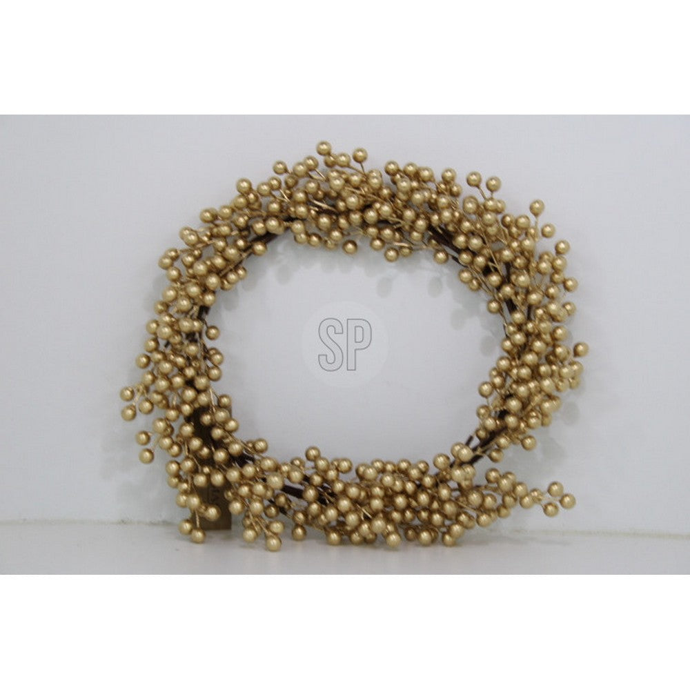 Koopman Christmas Wreath with Berries – Gold Holiday Seasonal Decoration for Door, Wall, Home & Festive Xmas Display