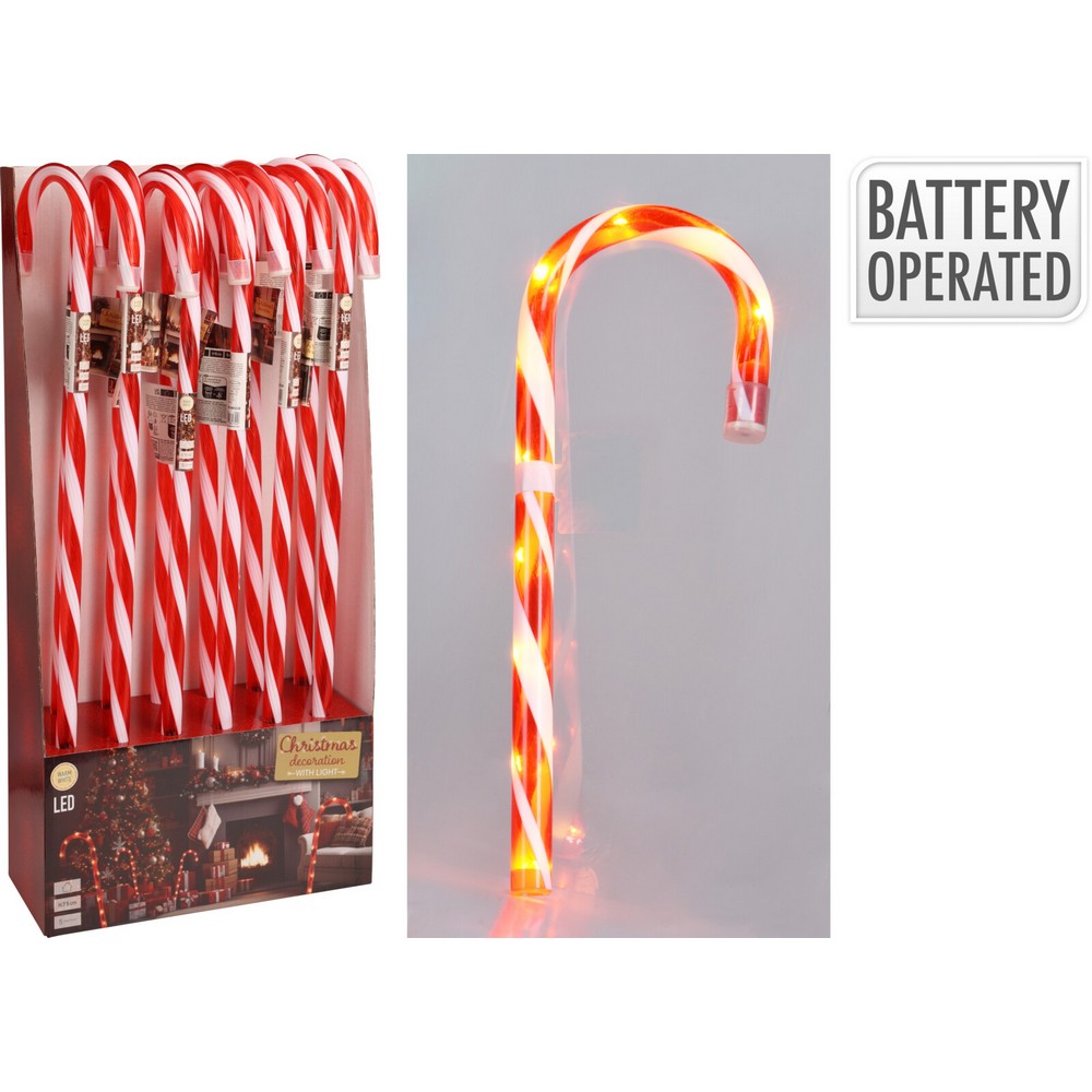 Koopman Candy Cane LED Decoration – 75cm Red & White Christmas Ornament, Holiday Seasonal Decor for Home, Garden, Tree & Festive Display
