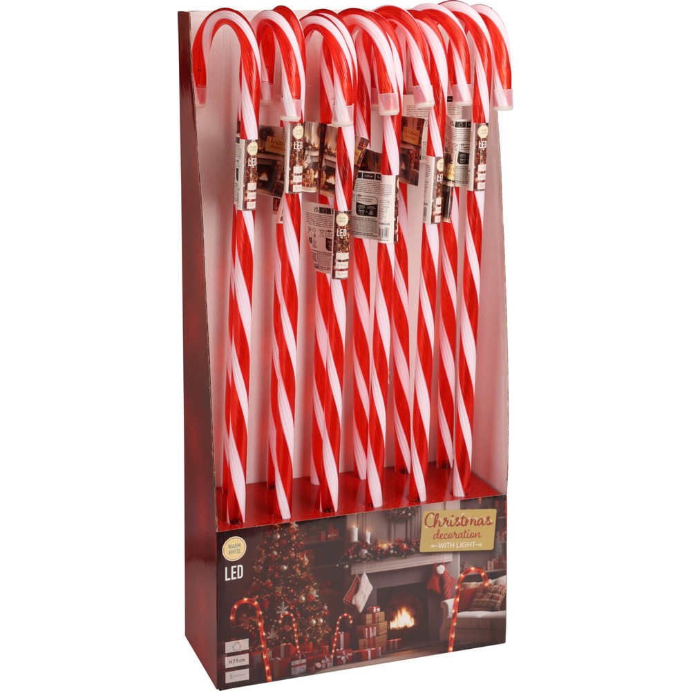 Koopman Candy Cane LED Decoration – 75cm Red & White Christmas Ornament, Holiday Seasonal Decor for Home, Garden, Tree & Festive Display