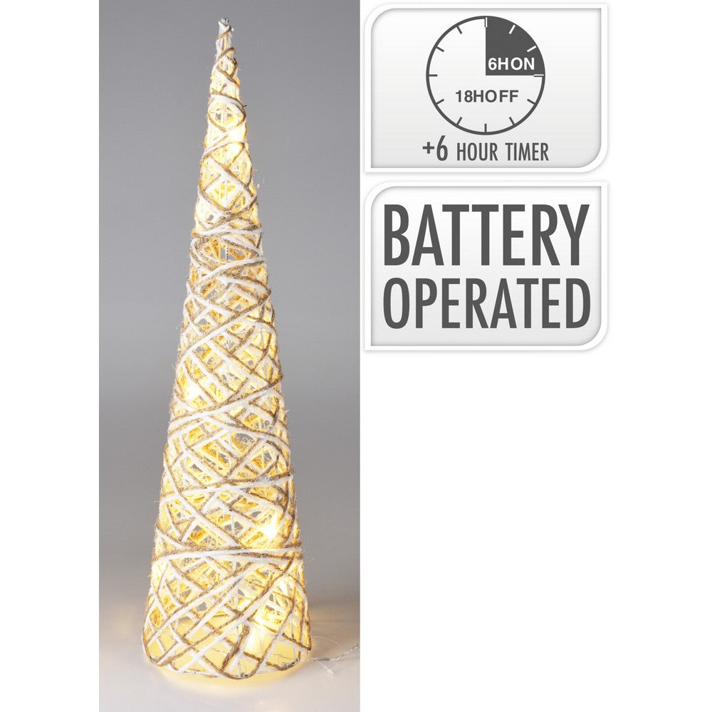 Koopman LED Cone Decoration – 60cm Grey Christmas Ornament, Holiday Seasonal Decor for Home, Tabletop, Garden & Festive Xmas Display