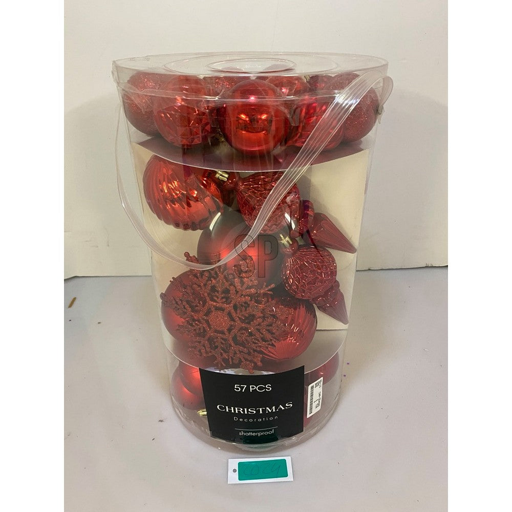 Koopman Christmas Ball Set – 57 Red Xmas Ornaments, Holiday Seasonal Decoration for Tree, Home, Party, Festive Display, and Christmas Celebration