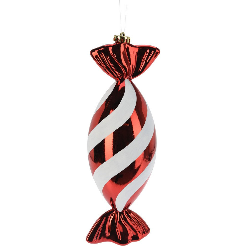 Koopman Christmas Ball Candy – 30cm Red Xmas Ornament, Holiday Seasonal Decoration for Tree, Home, Party & Festive Display