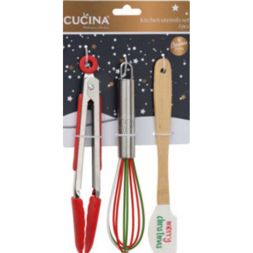 Koopman Kitchen Tool Set 3 pcs Assorted – Christmas Holiday Cooking Utensils, Festive Seasonal Kitchen Gadgets, Xmas Culinary Tools, Holiday Gift for Home Chefs