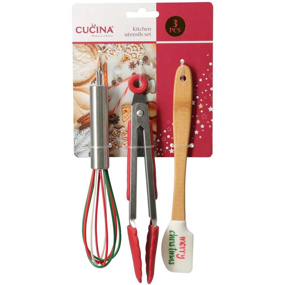 Koopman Kitchen Tool Set 3 pcs Assorted – Christmas Holiday Cooking Utensils, Festive Seasonal Kitchen Gadgets, Xmas Culinary Tools, Holiday Gift for Home Chefs