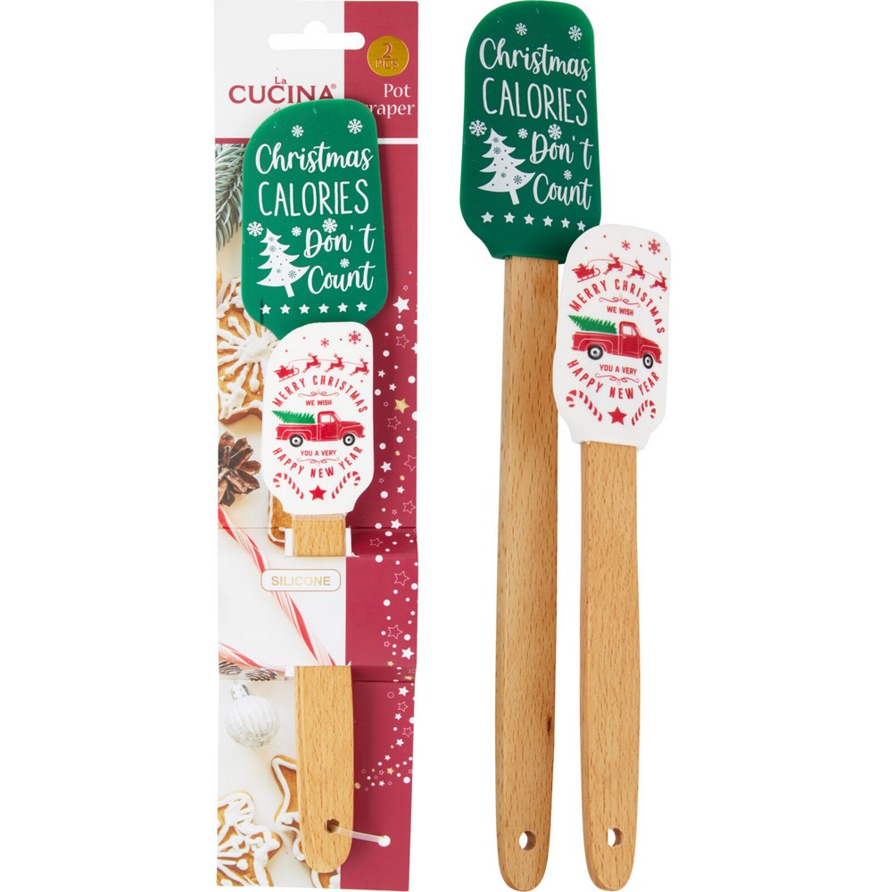 Koopman Silicone Spatula Set – Christmas Holiday Baking Tools, Festive Seasonal Kitchen Utensils, Xmas Cooking Gadgets, Assorted Colors, Holiday Gift for Home Chefs