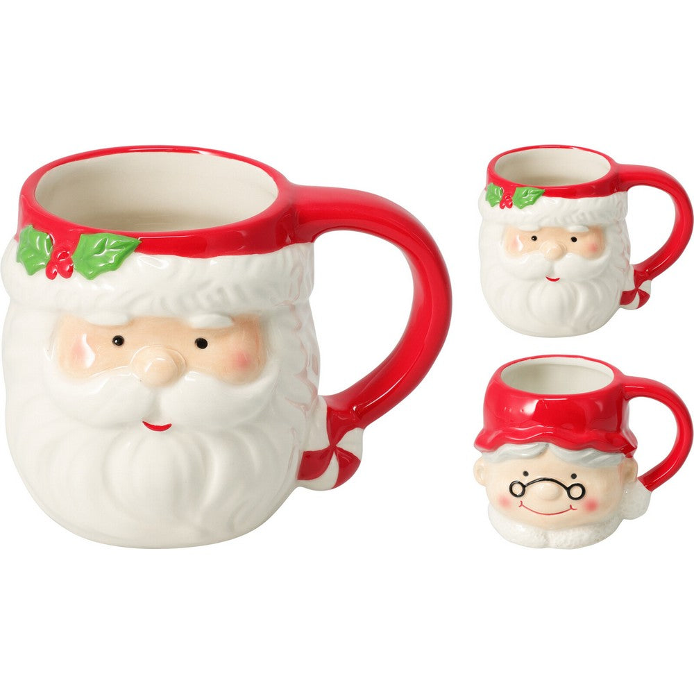 Koopman Santa Mug 10 cm Assorted – Christmas Holiday Drinkware, Festive Seasonal Coffee & Tea Cup, Xmas Kitchen Decor, Holiday Gift, Kids & Family Mug