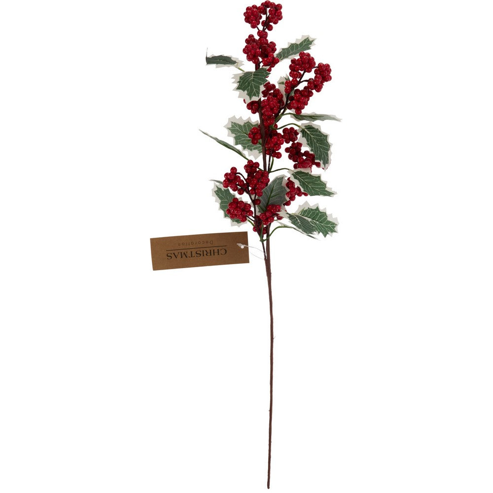 Koopman Berry Leaf Pick 58 cm Red – Christmas Holiday Decoration, Festive Seasonal Decor, Xmas Floral Accessory, Wreath & Garland Accent, Indoor & Outdoor Décor