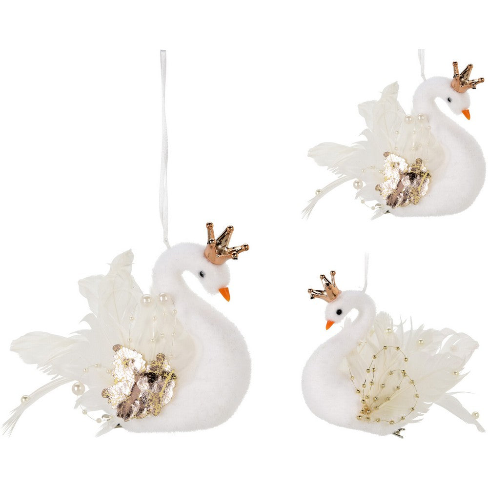 Koopman Swan Hanging Decoration – 17cm Assorted Christmas Ornament, Holiday Seasonal Decor for Tree, Home & Festive Tabletop Display