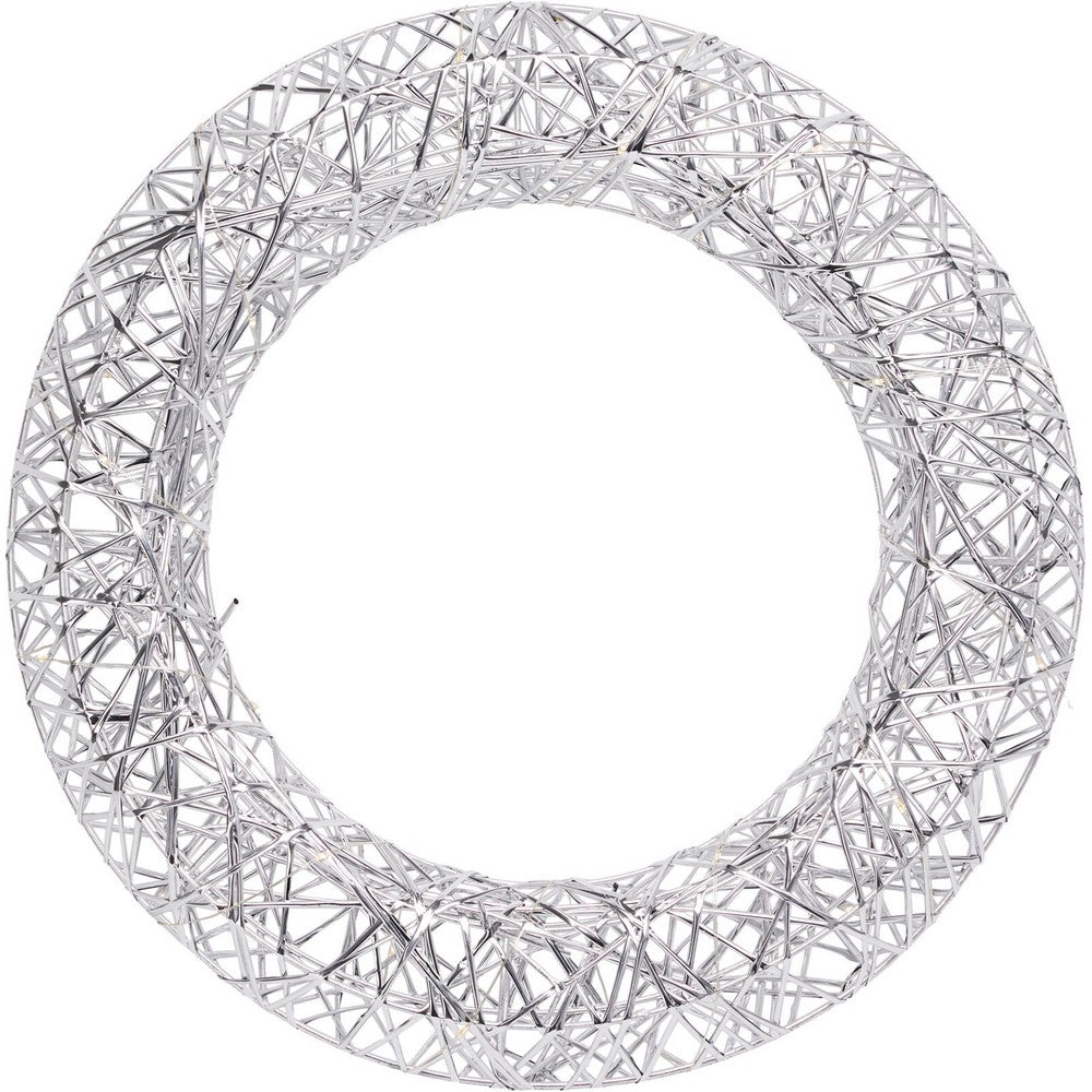 Koopman Christmas Wreath – 40cm Silver with LED Lights, Holiday Seasonal Decoration for Door, Wall, Home & Festive Xmas Display