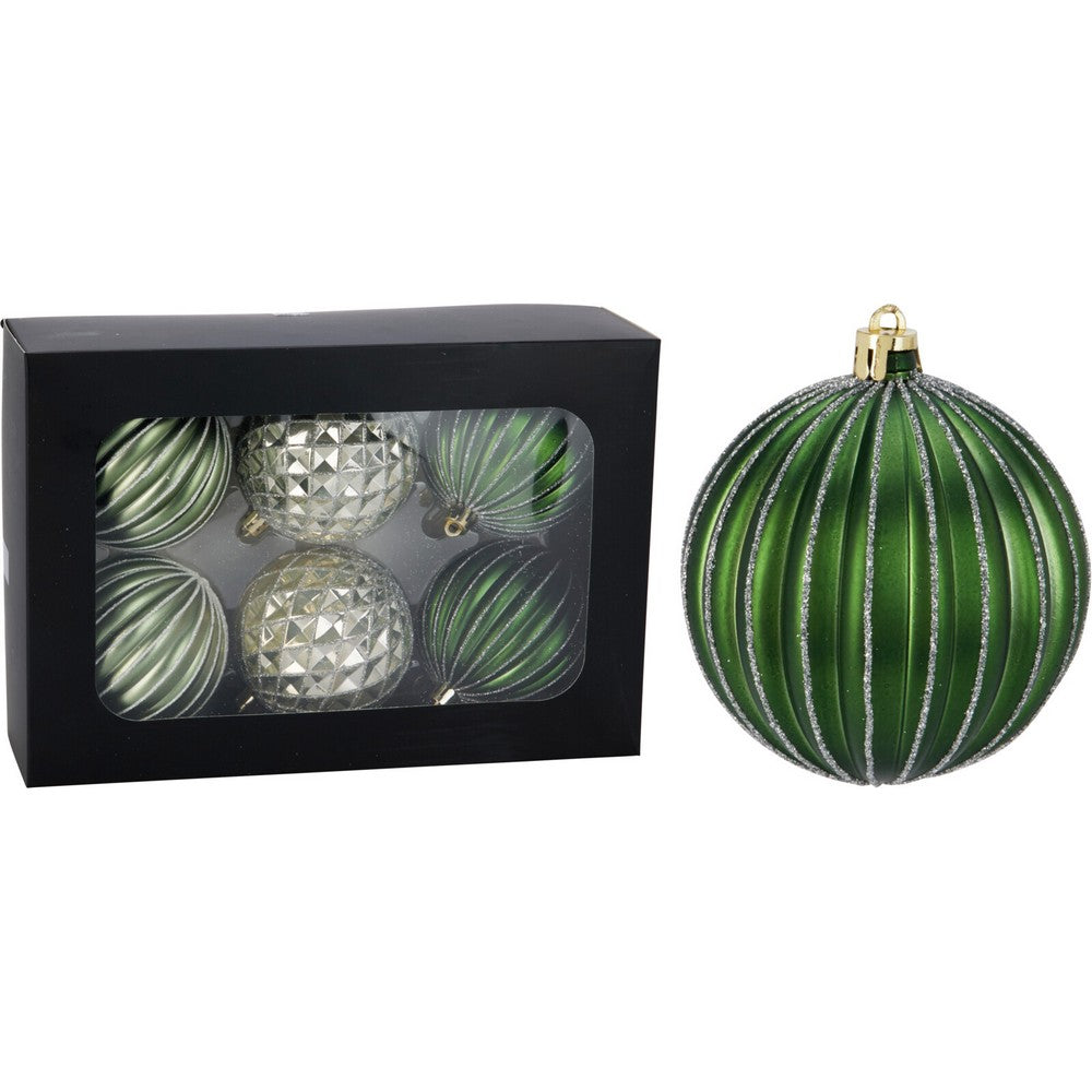 Koopman Christmas Balls Set – 6 Green Xmas Ornaments, Holiday Seasonal Decoration for Tree, Home, Party & Festive Display