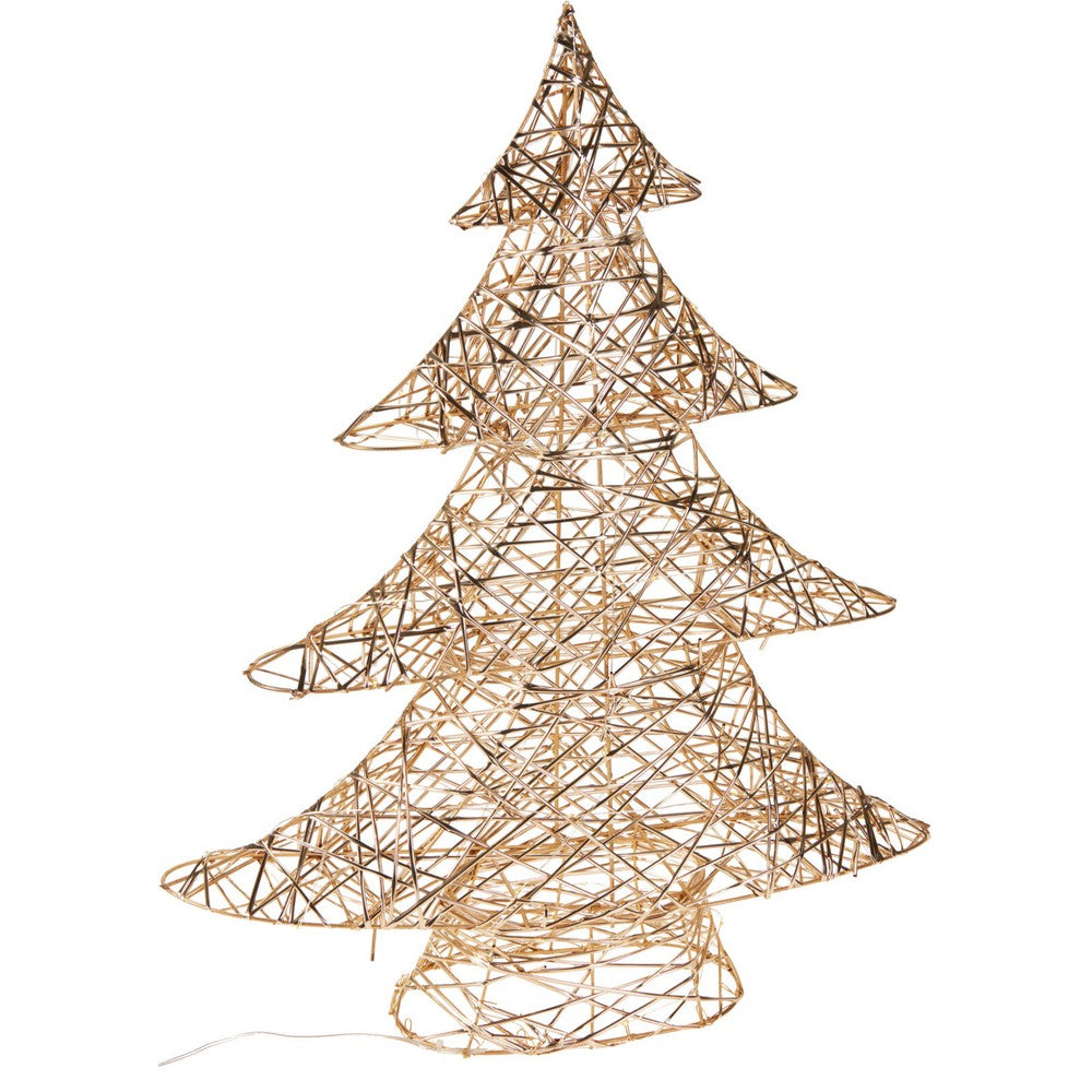 Koopman Christmas Tree – 60cm with LED Lights, Champagne Color Artificial Xmas Tree, Holiday Seasonal Decoration for Home, Tabletop & Festive Display