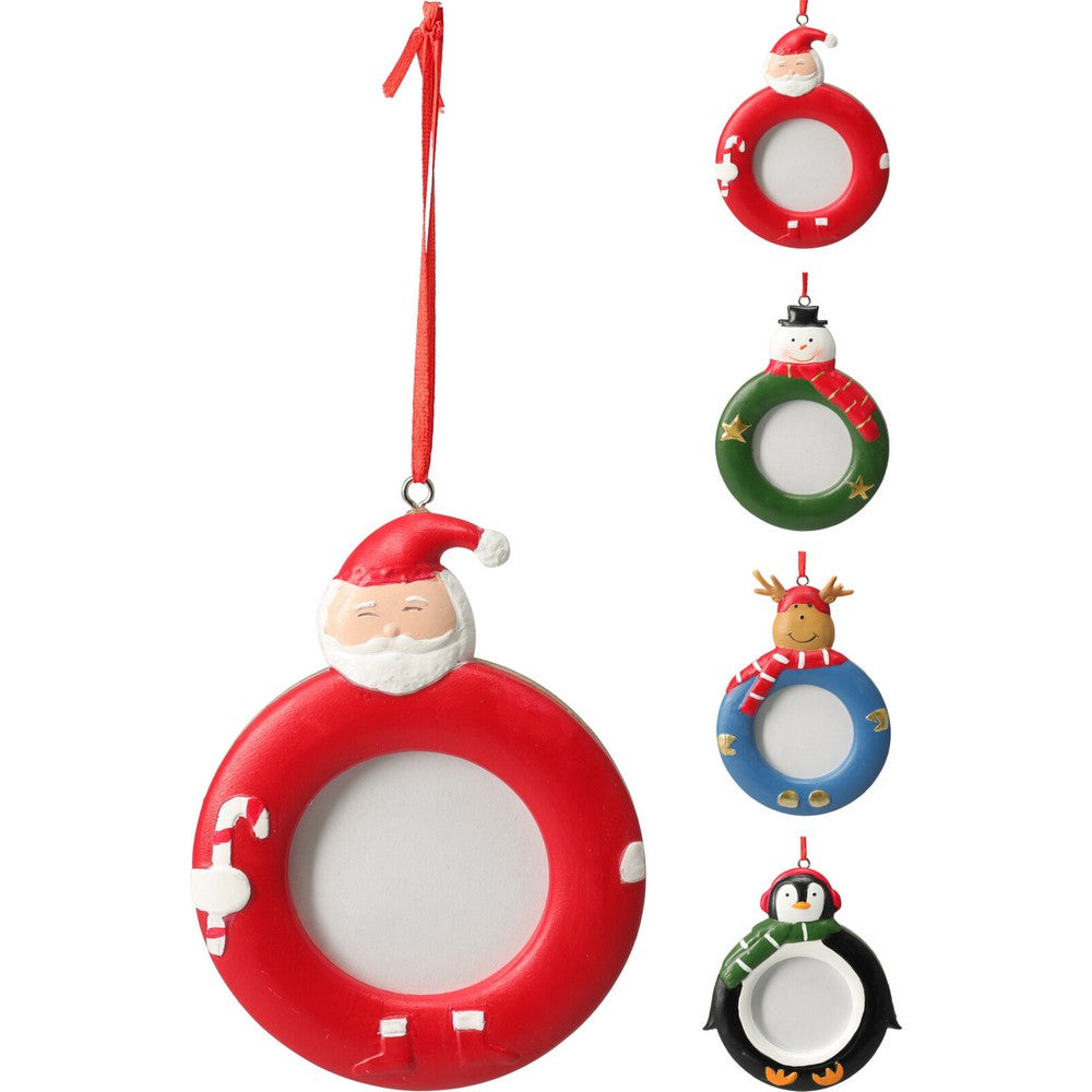 Koopman Hanging Photo Frame Decoration – 9x12cm Assorted Christmas Ornament, Holiday Seasonal Decor for Tree, Home & Festive Tabletop Display