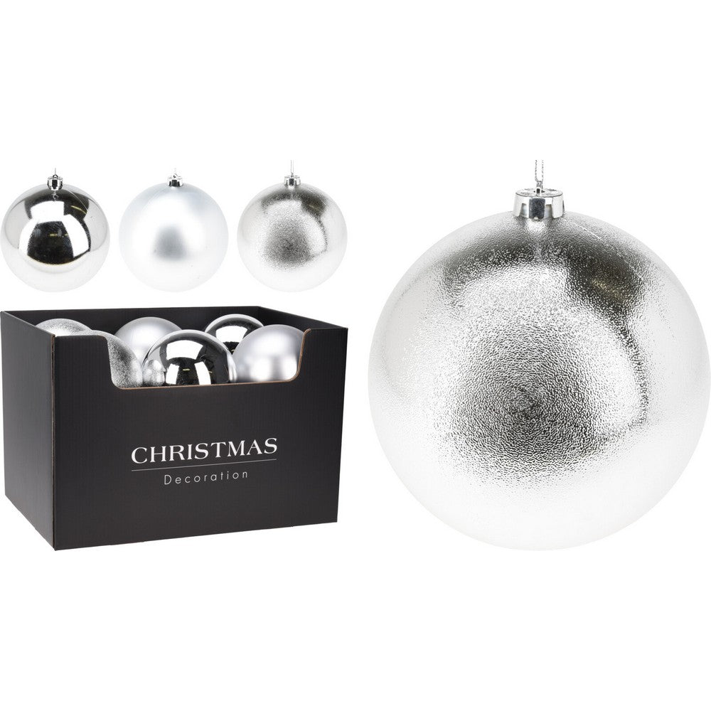 Koopman Christmas Ball, Xmas Ornament, Holiday Seasonal Decoration for Tree, Home, Party & Festive Display, Assorted 1 piece– 180mm Silver