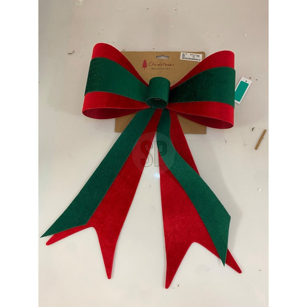 Koopman Christmas Bow – 46cm Green & Red Holiday Decoration, Seasonal Festive Ornament for Door, Wall, Tree & Home Décor