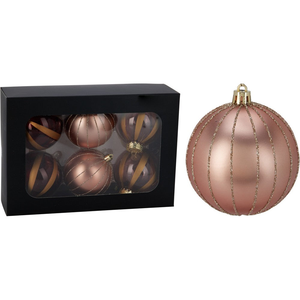 Koopman Christmas Balls, Xmas Ornaments, Holiday Seasonal Decoration for Christmas Tree, Home, Office, Party  & Festive Holiday Display Set of 6 - Pink