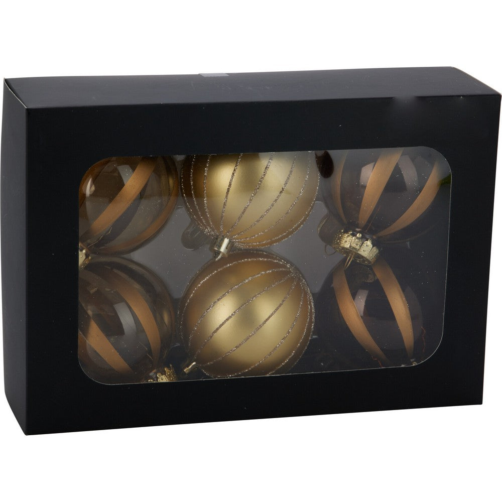Koopman Christmas Balls, Xmas Ornaments, Holiday Seasonal Decoration for Christmas Tree, Home, Office, Party  & Festive Holiday Display Set of 6 - Gold