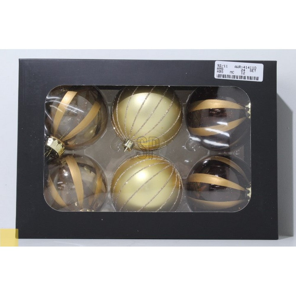 Koopman Christmas Balls, Xmas Ornaments, Holiday Seasonal Decoration for Christmas Tree, Home, Office, Party  & Festive Holiday Display Set of 6 - Gold