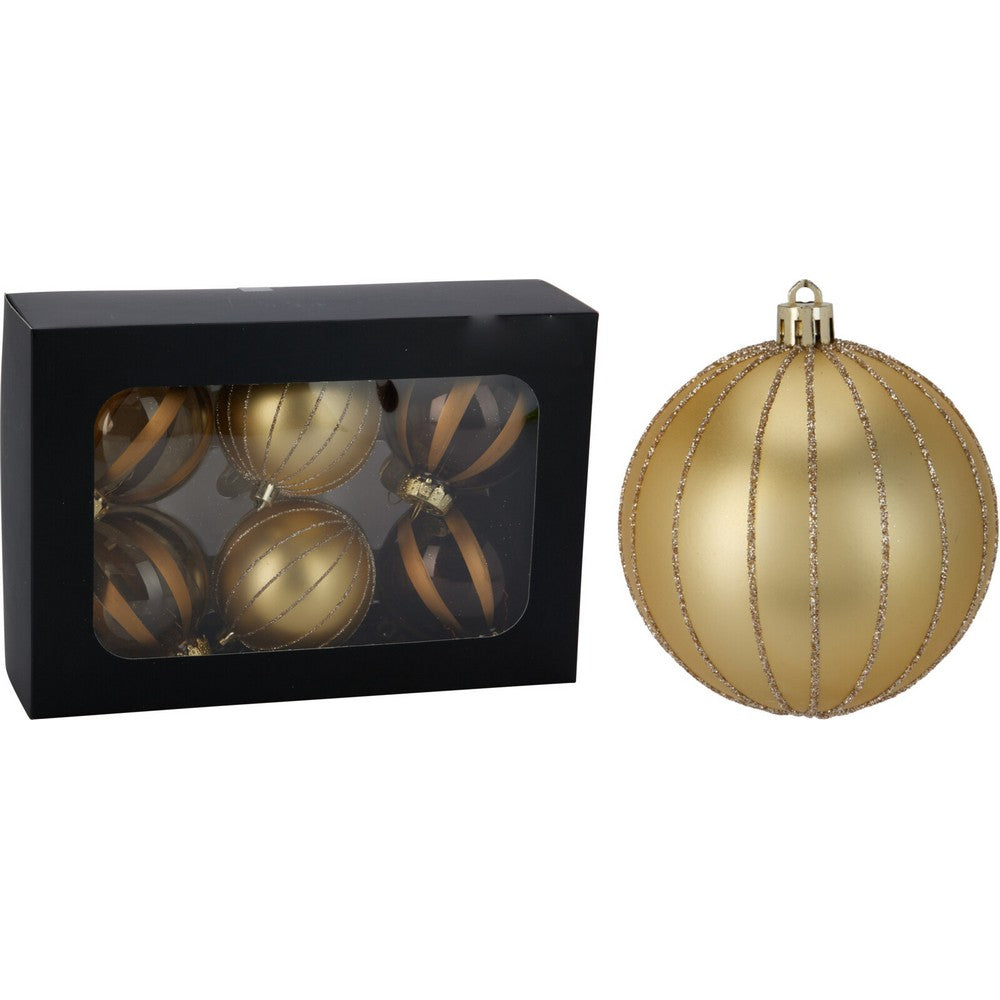 Koopman Christmas Balls, Xmas Ornaments, Holiday Seasonal Decoration for Christmas Tree, Home, Office, Party  & Festive Holiday Display Set of 6 - Gold