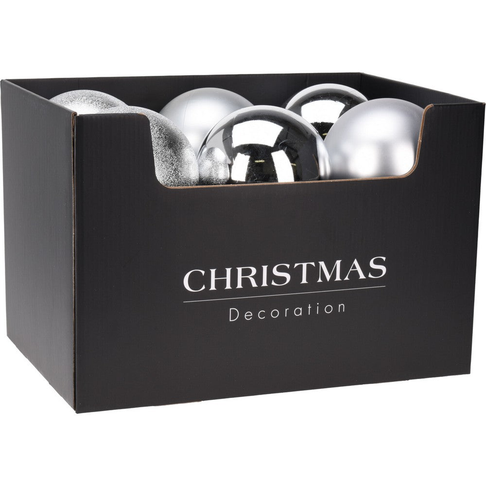 Koopman Christmas Ball – 140mm Silver Assorted Xmas Ornament, Holiday Seasonal Decoration for Tree, Home, Office, Party & Festive Display