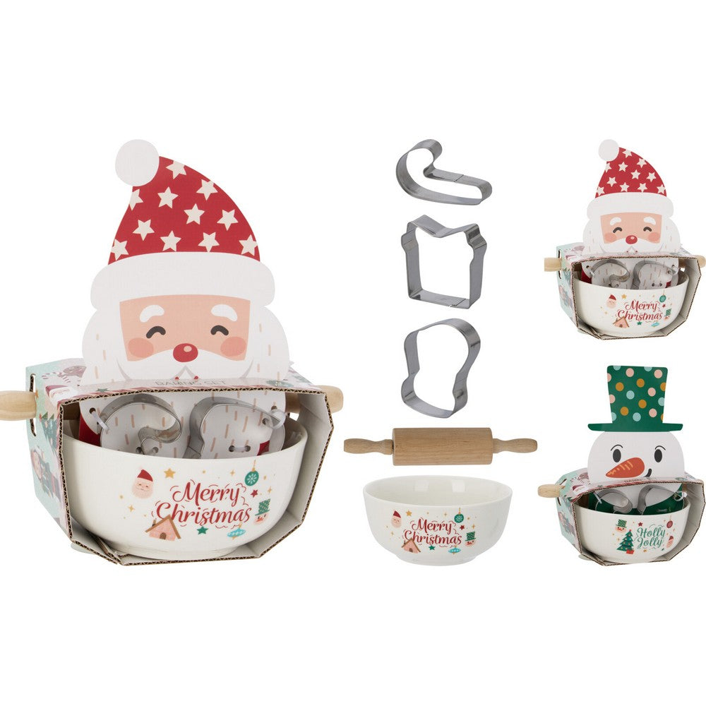 Koopman 5-Piece Porcelain Baking Set – Christmas Holiday Kitchen Tools, Festive Seasonal Bakeware, Xmas Cooking Accessories, Holiday Gift for Home Chefs, Assorted Colors
